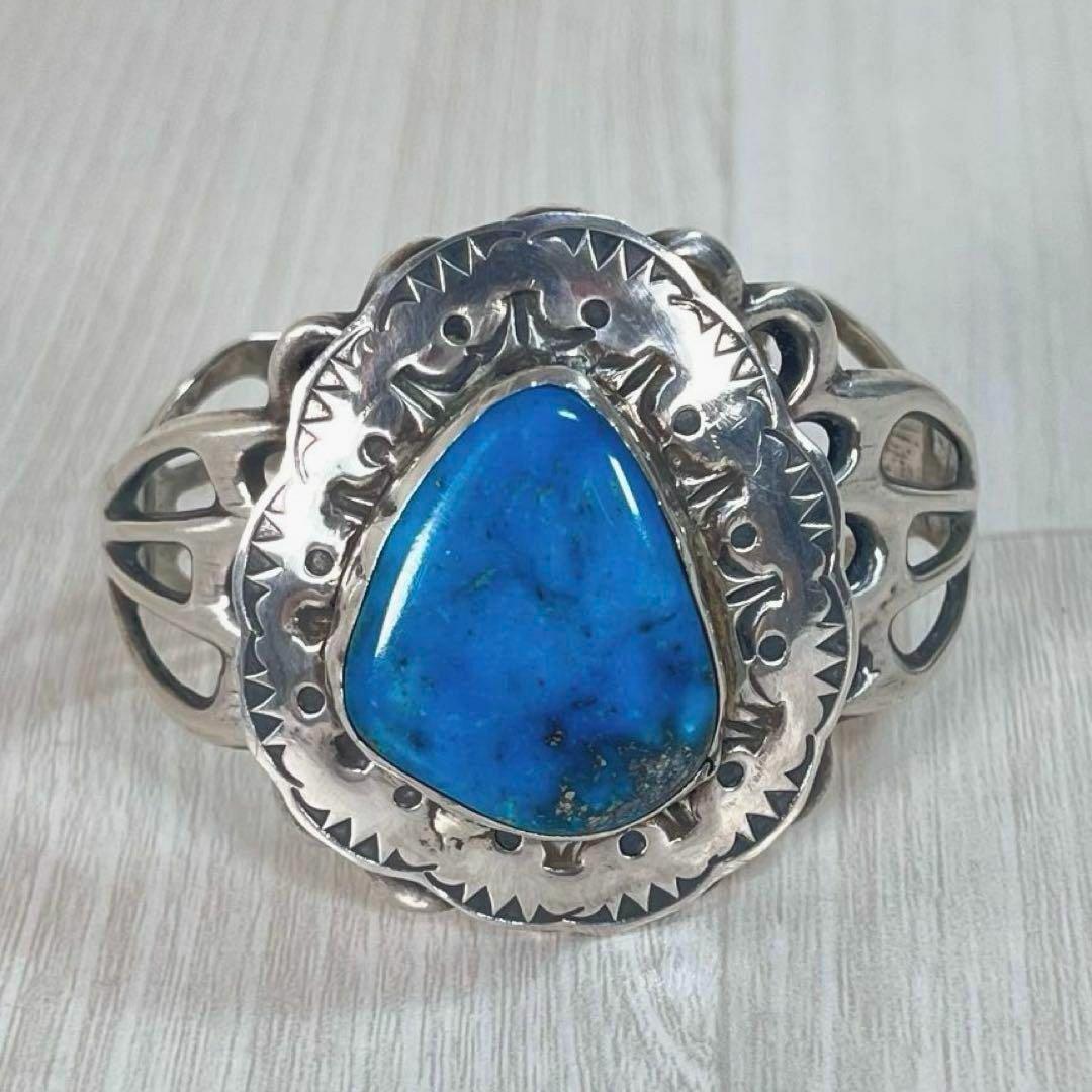 【良品】ナバホ族　バングル　ターコイズ　F.L. BEGAY作　シルバー925