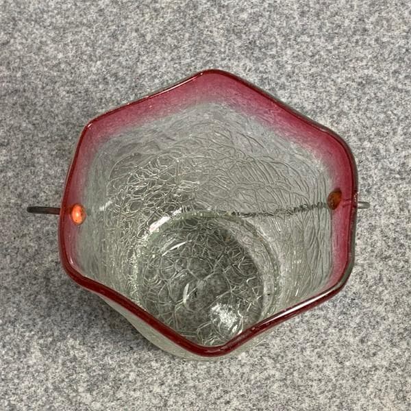 赤被せ縁ガラス朝顔形氷裂文アイスペール [B27515]