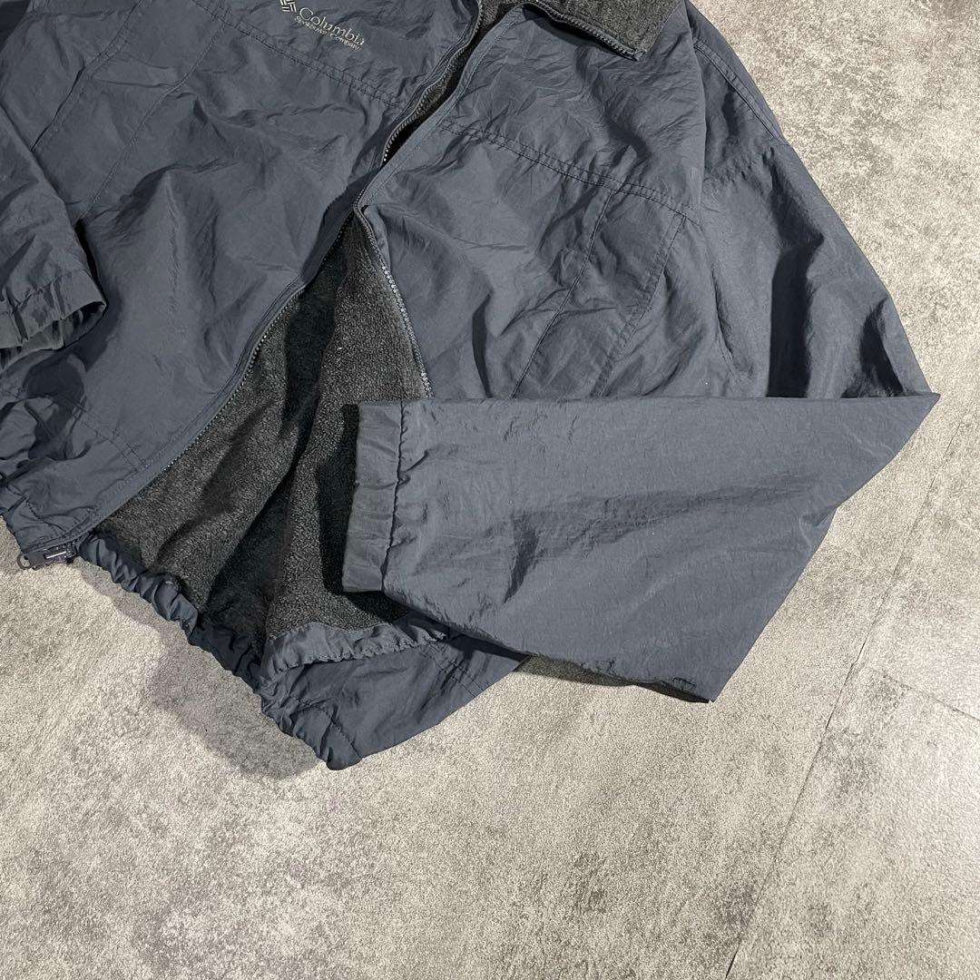 90'sColumbia古着ウォームアップジャケット短丈灰色/黒刺繍ロゴLサイズ