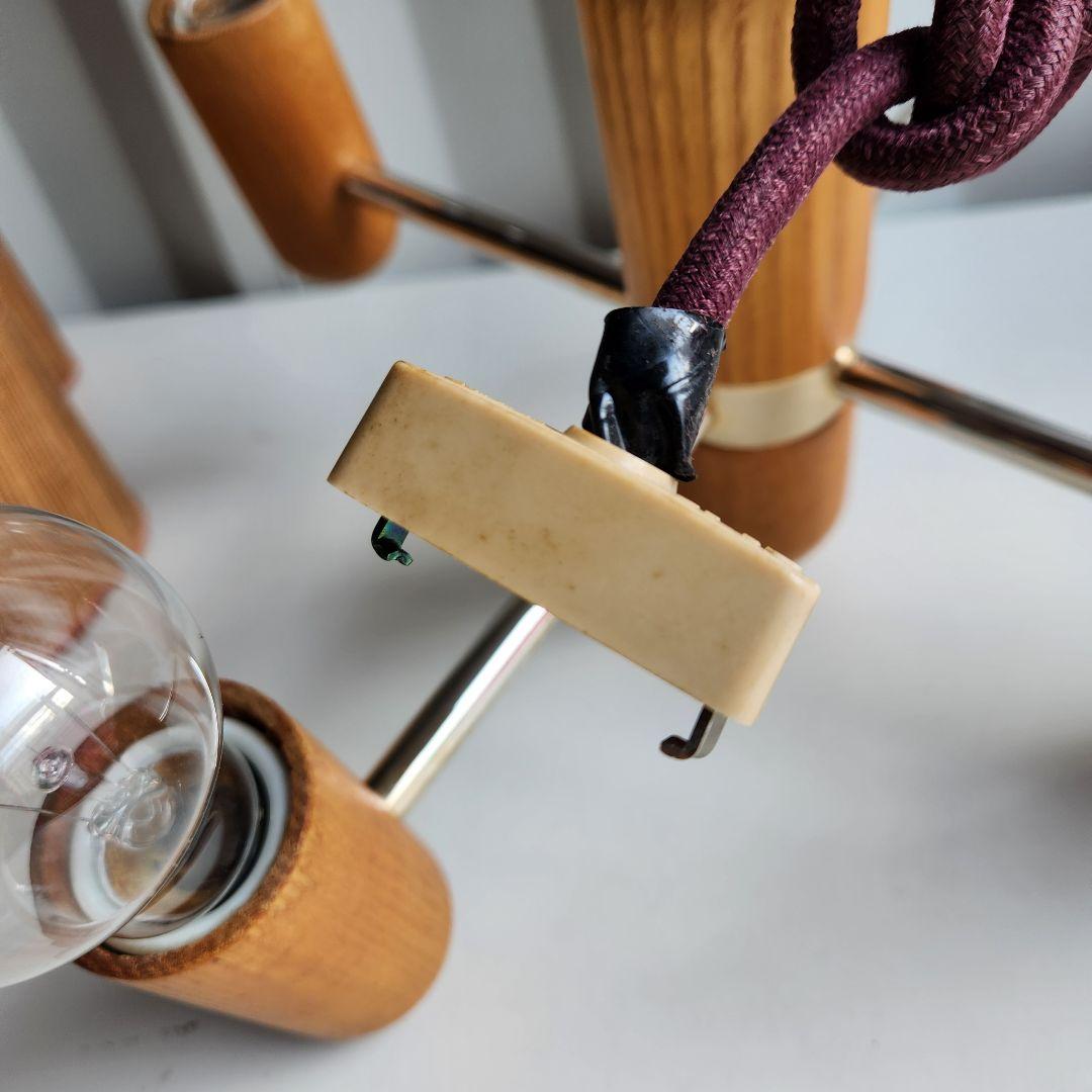 希少　ジャパンヴィンテージ　三菱電機　無垢材　4灯シャンデリア　 LK1744