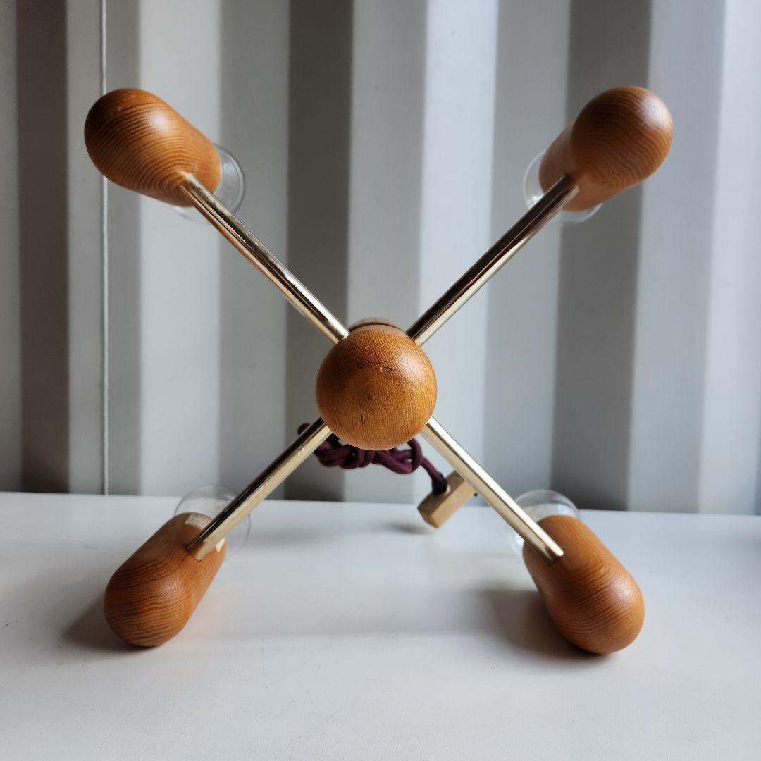 希少　ジャパンヴィンテージ　三菱電機　無垢材　4灯シャンデリア　 LK1744