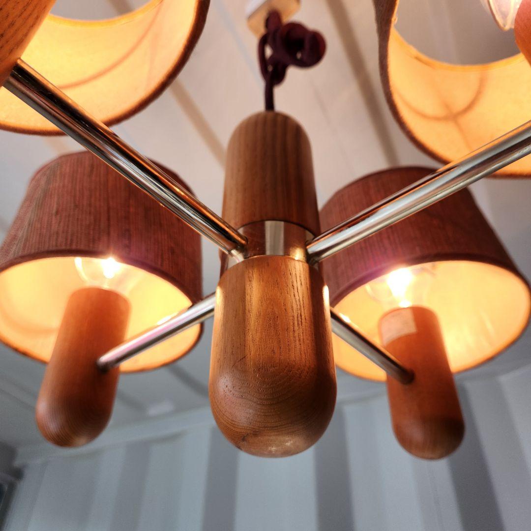 希少　ジャパンヴィンテージ　三菱電機　無垢材　4灯シャンデリア　 LK1744
