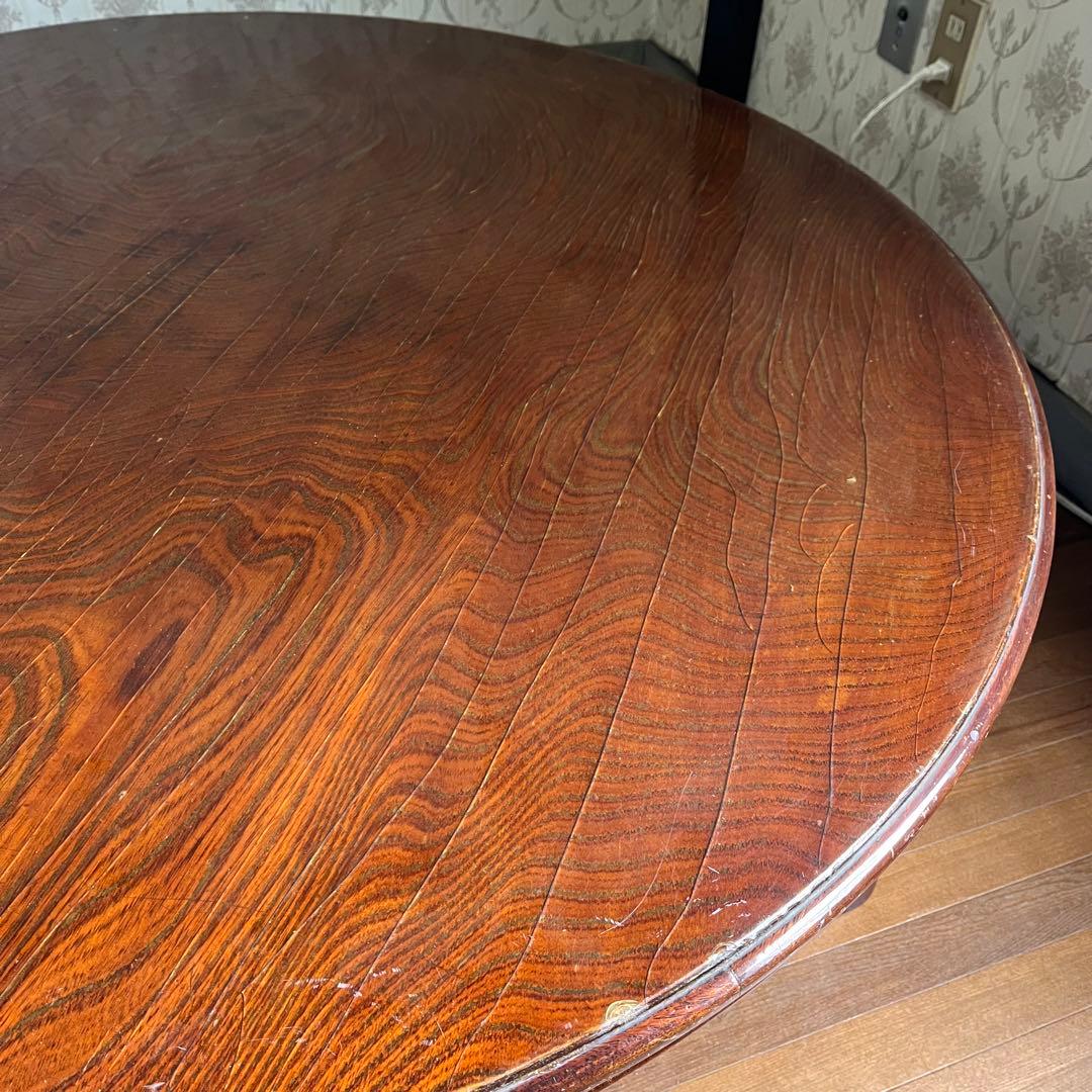 【アンティーク】木製 折り畳み座卓 センターテーブル ちゃぶ台 円卓 古家具