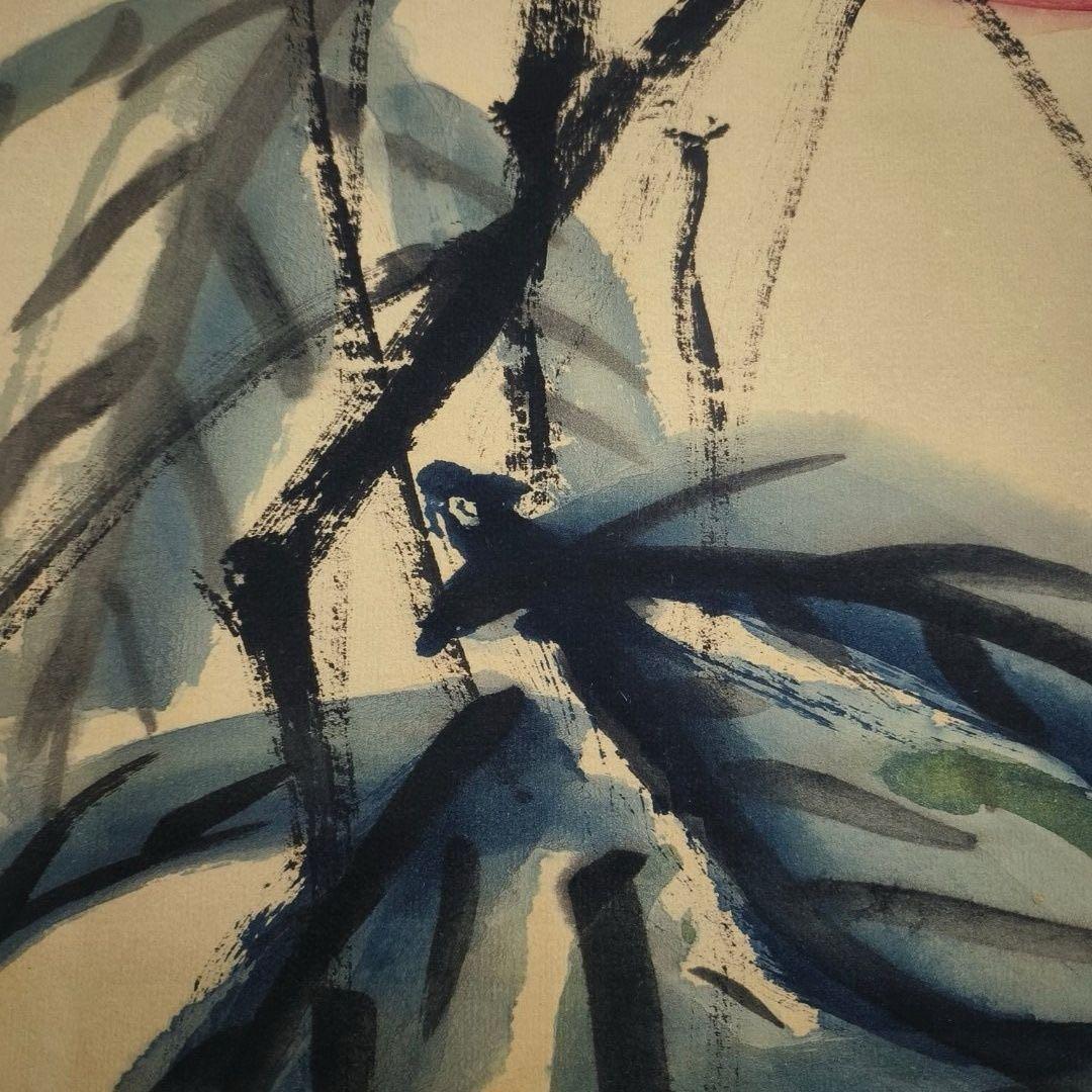 花鳥画 掛け軸｜齊白石 多寿図 桃・吉祥図｜中堂 祝寿 和室 茶室 実物撮影