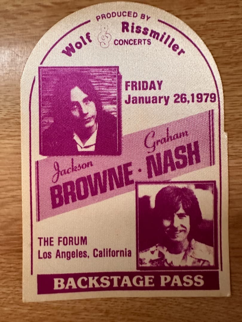 レア Jackson Browne Graham Nash Pass 1979