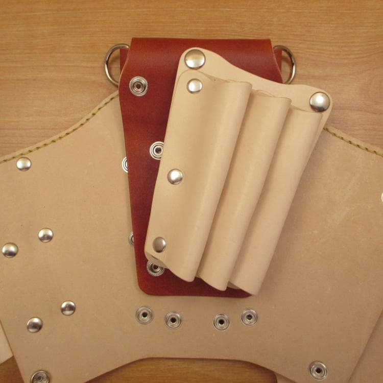 ヌメ革ナチュラル&茶色　５丁差し　革ベルト付　シザーケース　SCL-125/NL