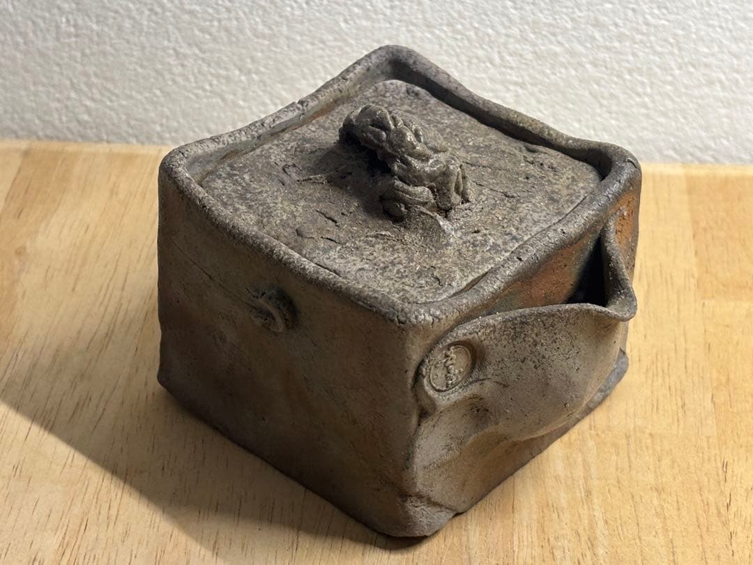 72.備前焼 宝瓶 登り窯 かに カニ 蟹 4角 手びねり 急須