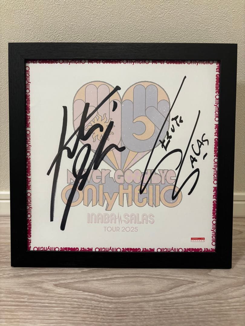 【額縁付き】INABA/SALAS サイン色紙 稲葉浩志 B’z イナバサラス