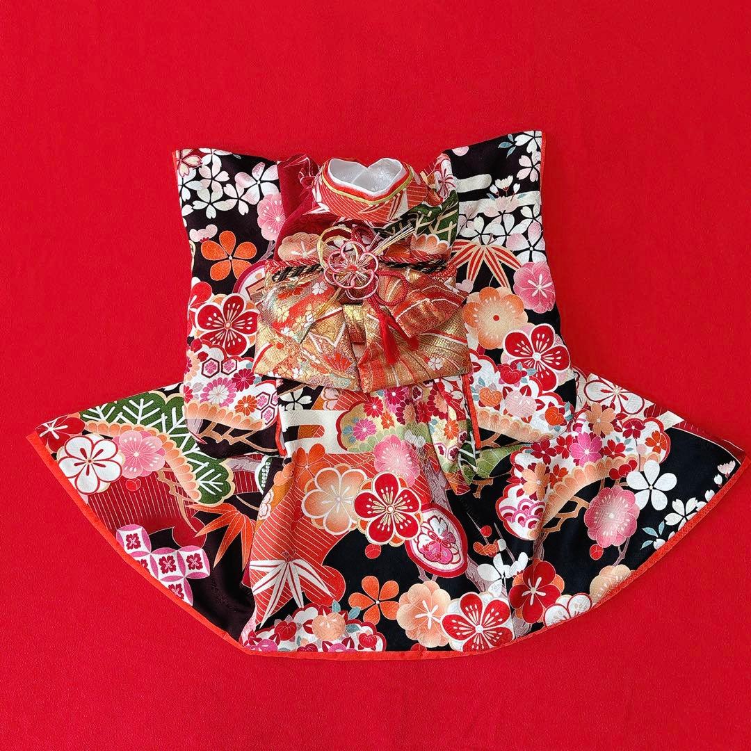 即納✨犬の着物 犬用本格大振袖 M お引き摺り 古典柄 正絹 松竹梅