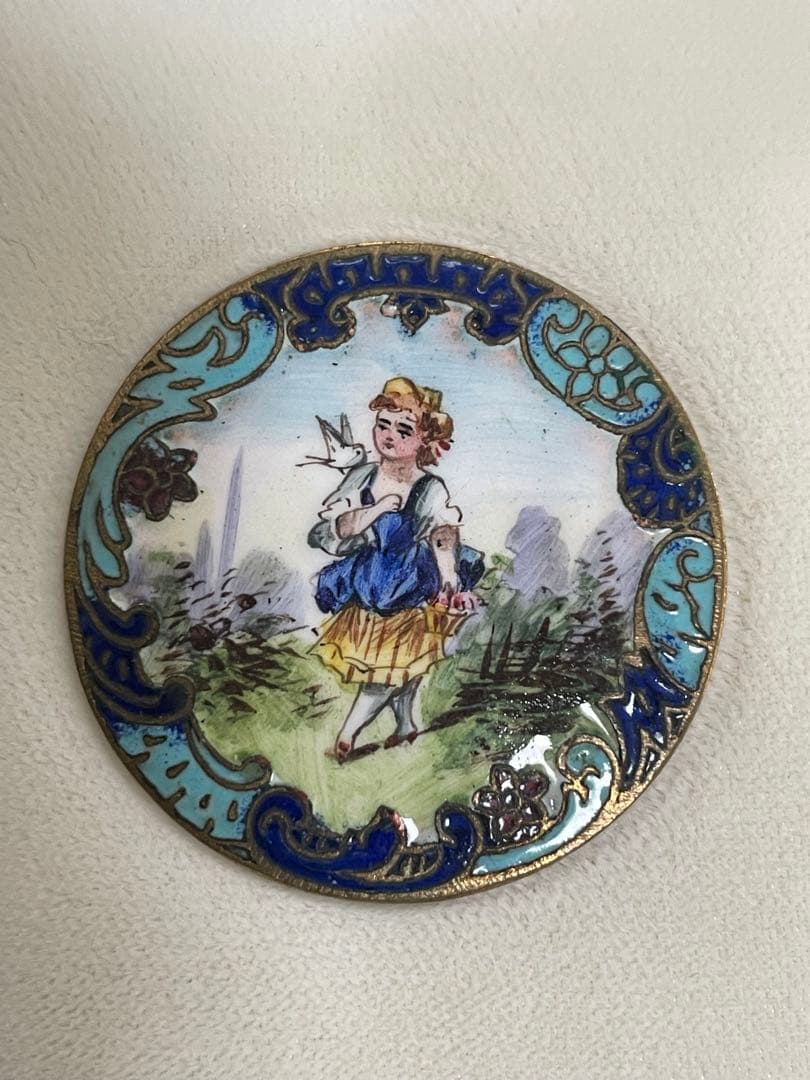 ⬇️【希少】アンティーク エナメル手書き　ボタン