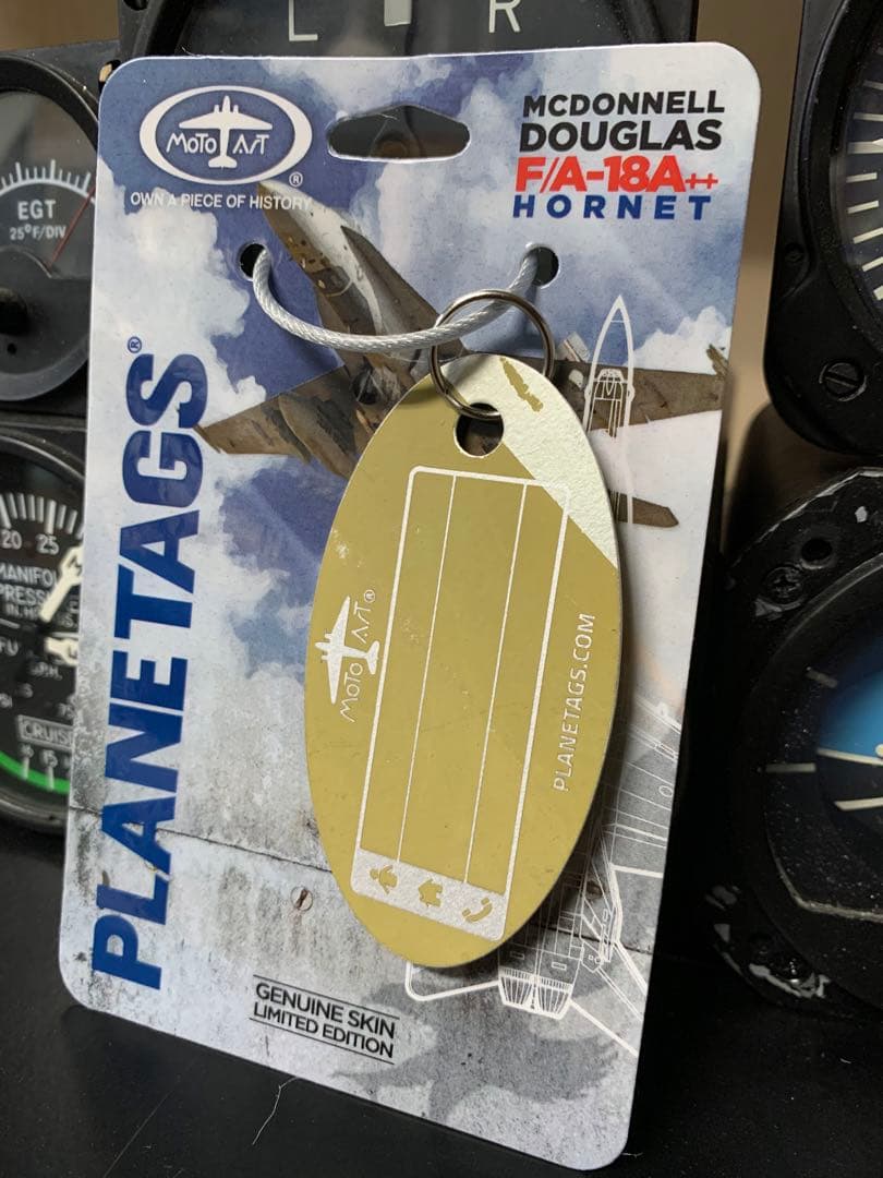 米海兵隊 戦闘機 F/A-18 ホーネット タグ キーホルダー ブラウン