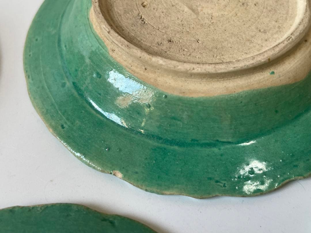 骨董　豆皿　小皿　丸皿　輪花皿　菊文様　輪花縁　手塩皿　5枚