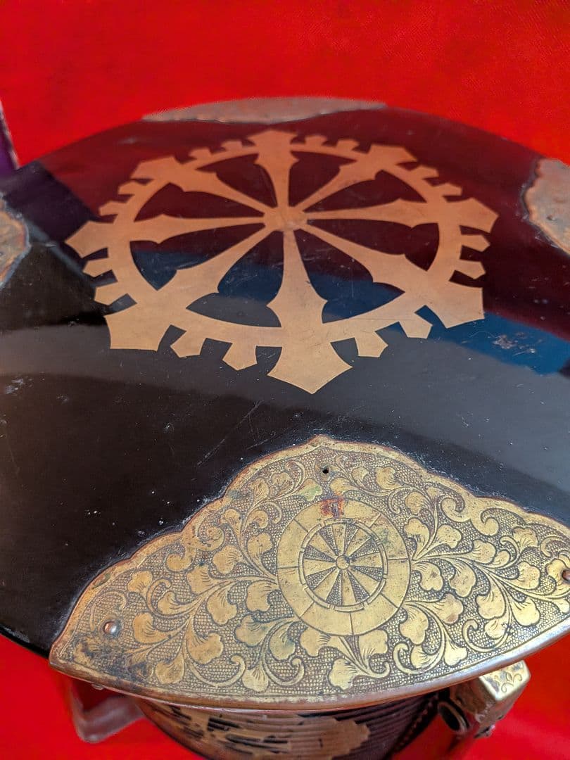 江戸時代大名道具黒漆塗り源氏車金御家紋入公家大名上級武家所用行器（ほかい）難有品