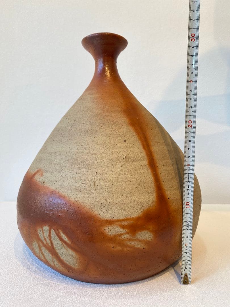 備芸会展 備前焼「火襷花入」小山一草 共箱 備前焼