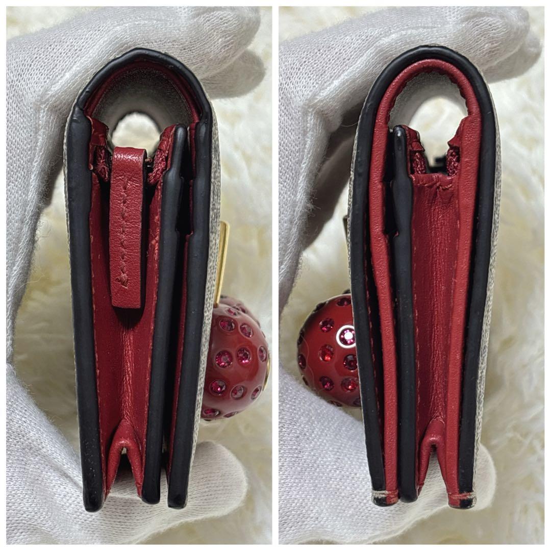 極美品✨GUCCI ストーン抜けなし チェリー さくらんぼ 二つ折り財布 GG柄