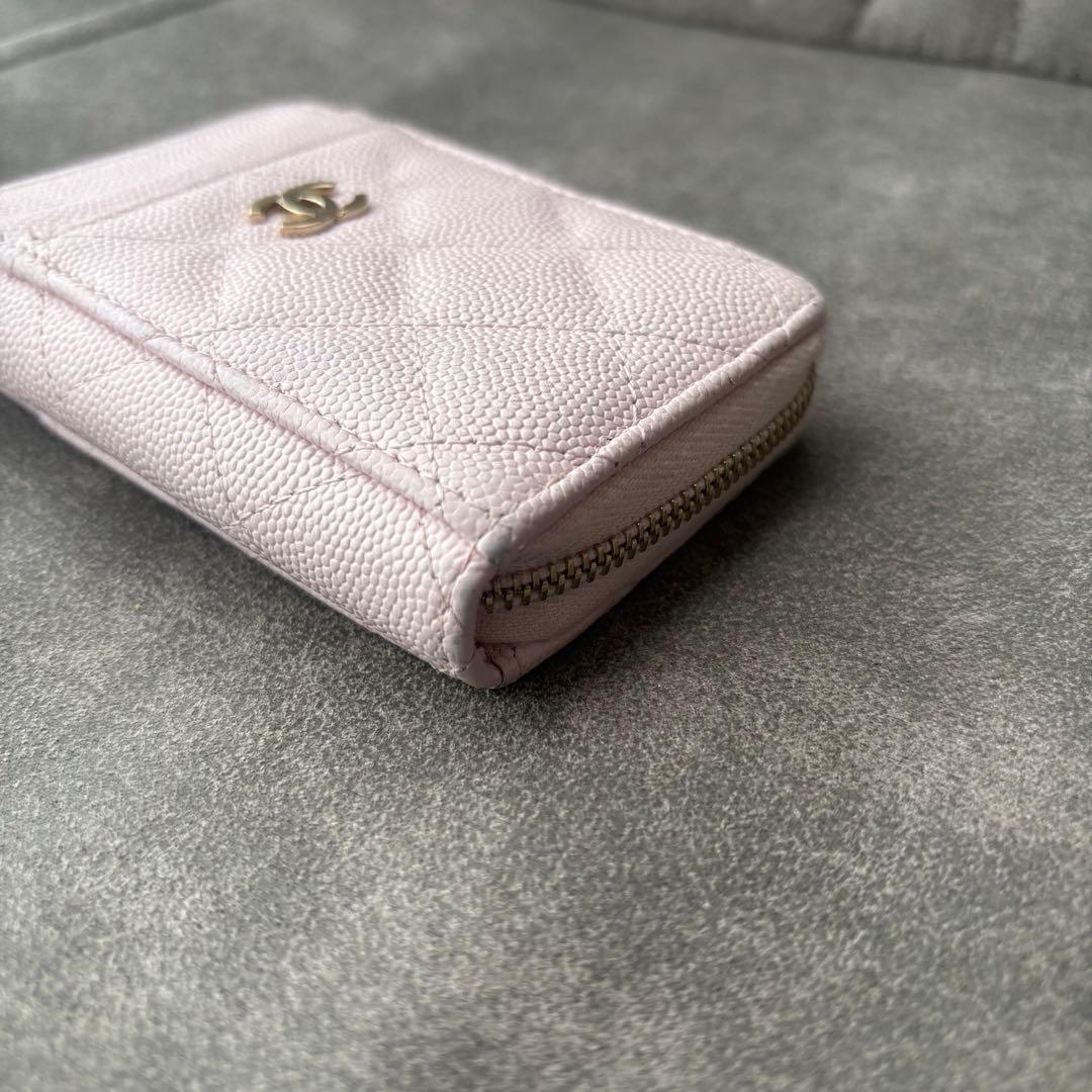 CHANEL シャネル キャビアスキン マトラッセ フラグメントケース ピンク