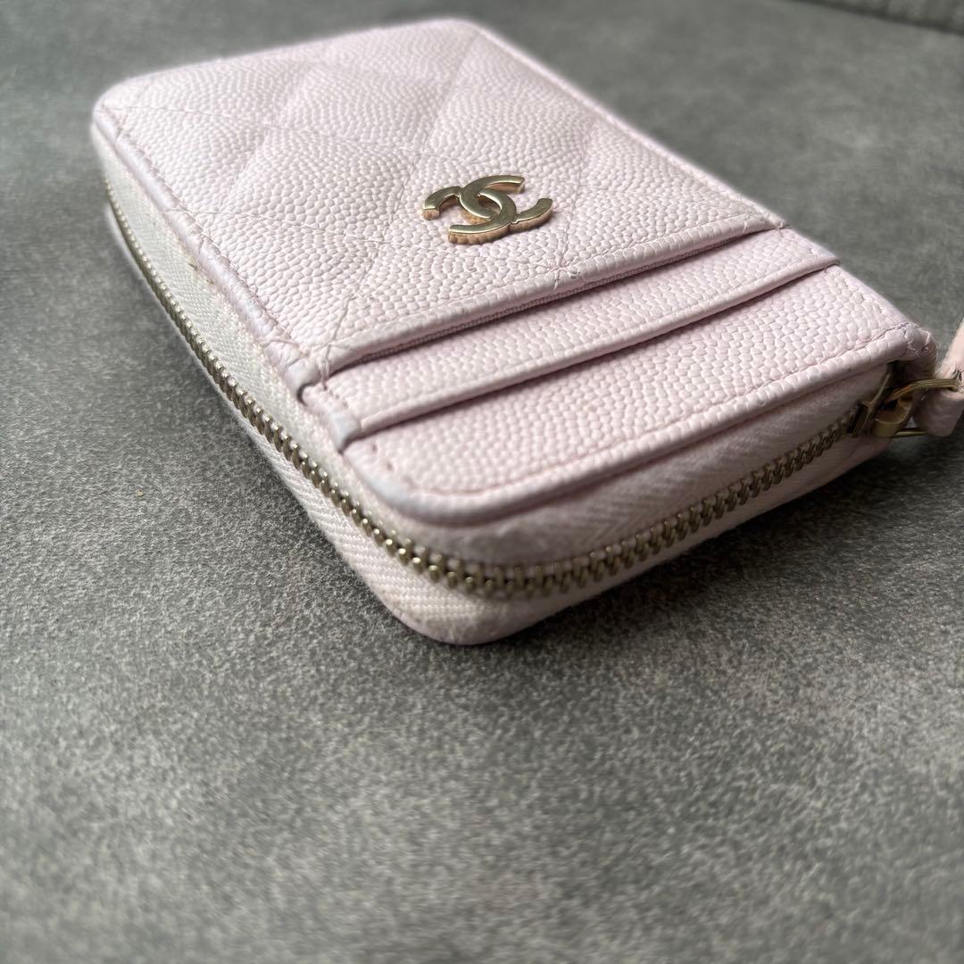 CHANEL シャネル キャビアスキン マトラッセ フラグメントケース ピンク