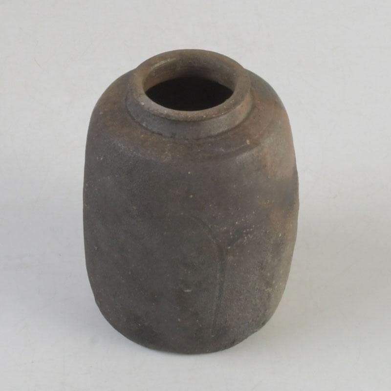 茶道具　備前焼　伊勢崎紳作　肩衝茶入　仕覆二点付　共箱　C　9774