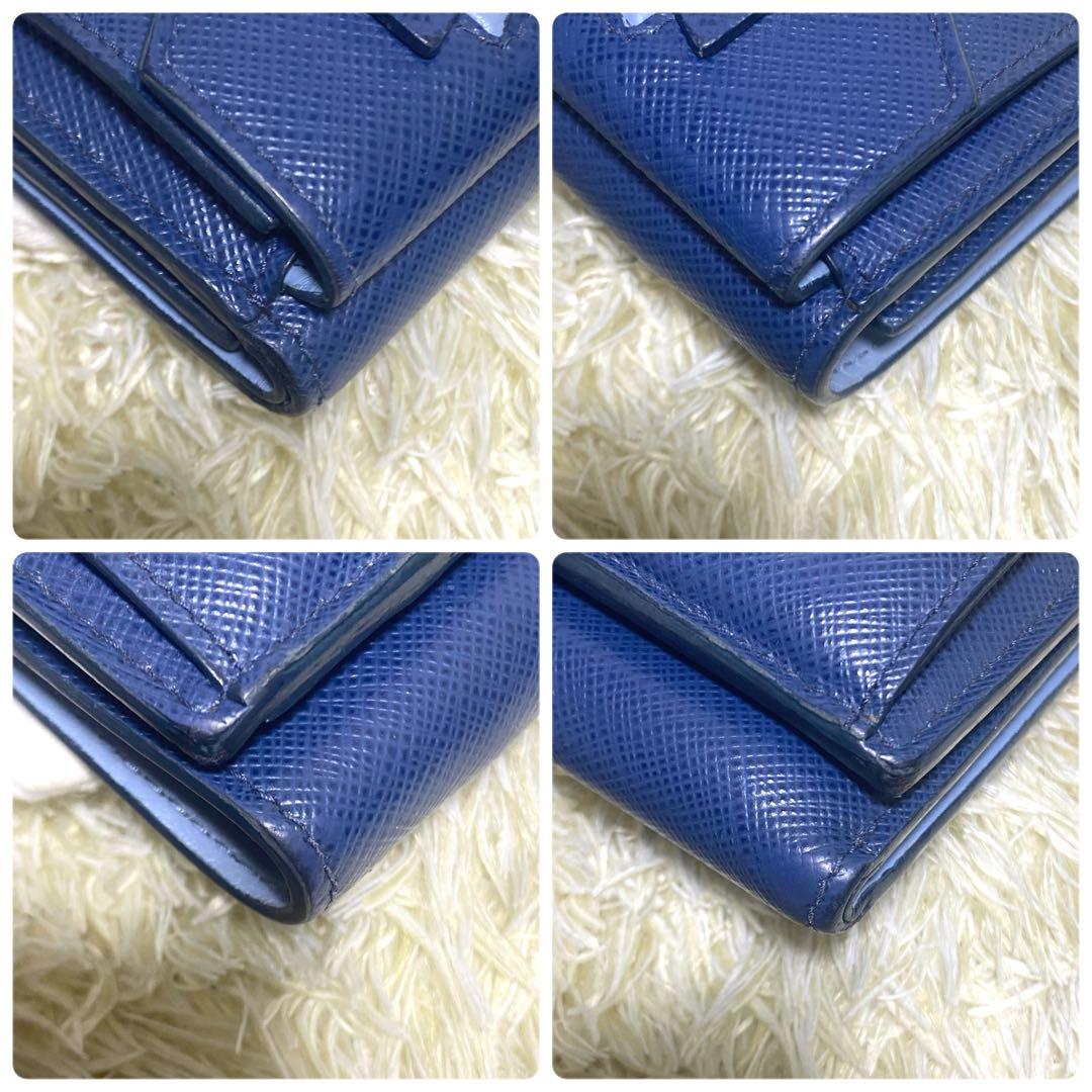 美品✨ PRADA プラダ 三つ折り財布 リボン サフィアーノ ミニレター