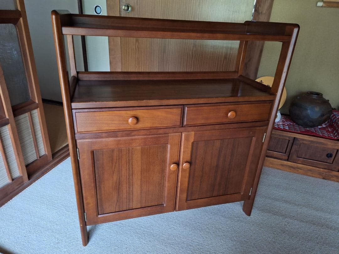 美品！Karimoku カリモク家具 木製 電話台 キャビネット 飾り棚