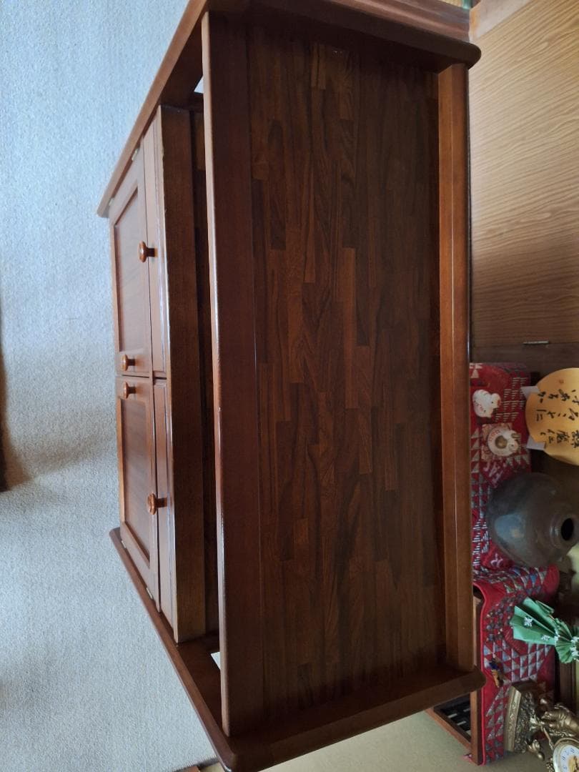 美品！Karimoku カリモク家具 木製 電話台 キャビネット 飾り棚