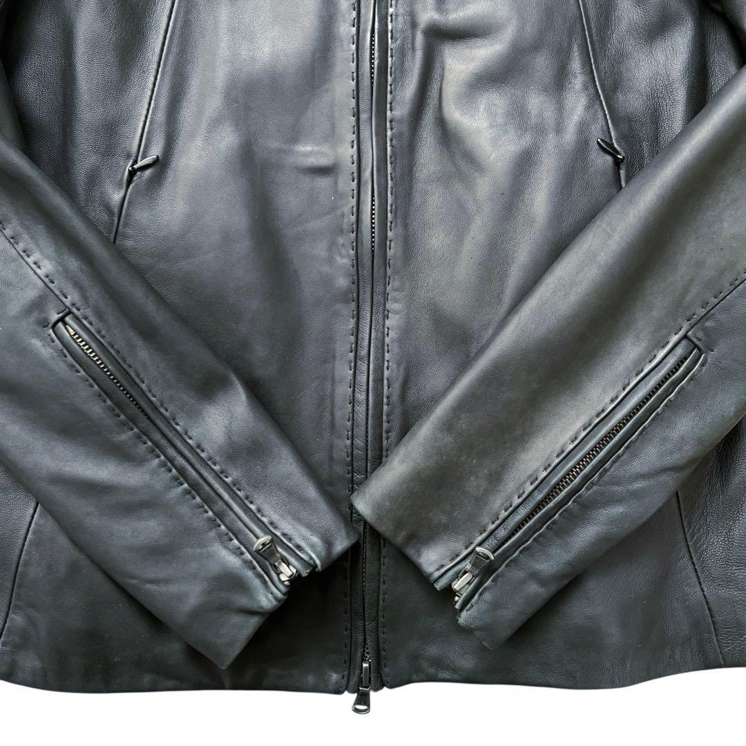 RETRO GRADE　ハイネックレザージャケット　シングルライダース　羊革　L