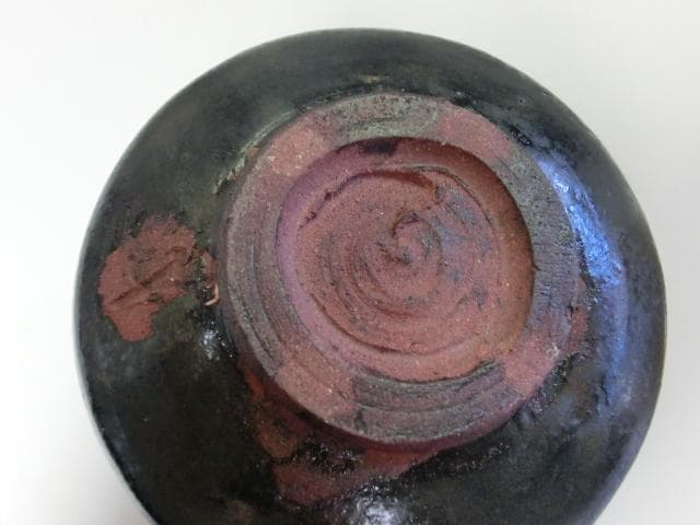 茶碗■鉄釉 筒茶碗 三冝庵 越泉達 越前 お泉水窯 抹茶碗 作家物 古美術■