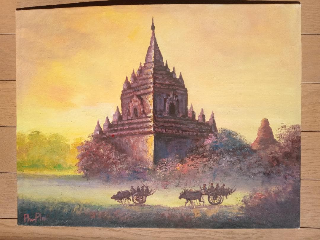 ミャンマーのパゴダ(油絵）