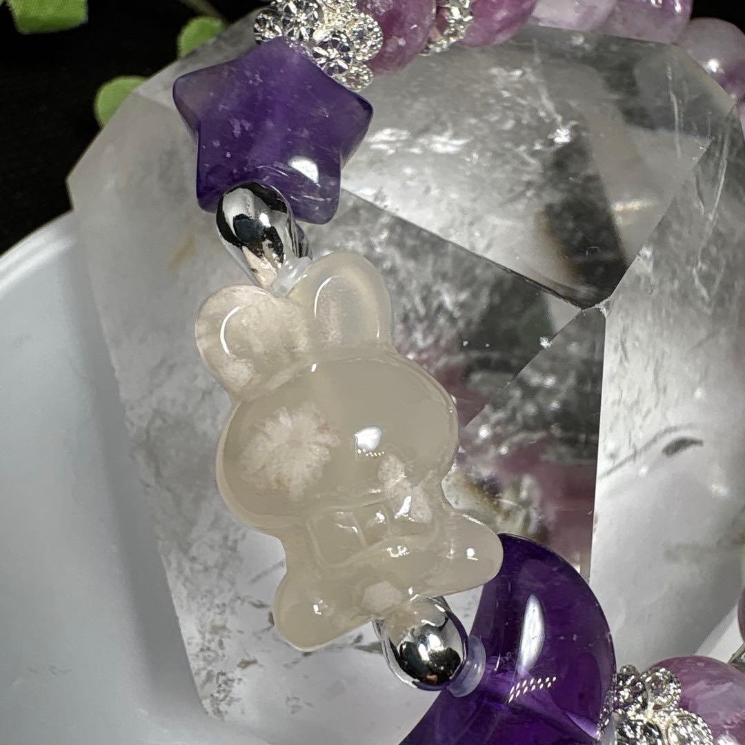 ＊みーにゃん様お取置き12/10　桜瑪瑙うさぎとアメジスト月と星