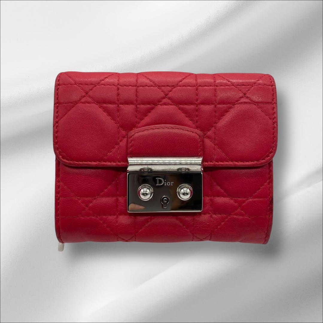 【美品】 DIOR クリスチャンディオール レディディオール レザー 折り財布