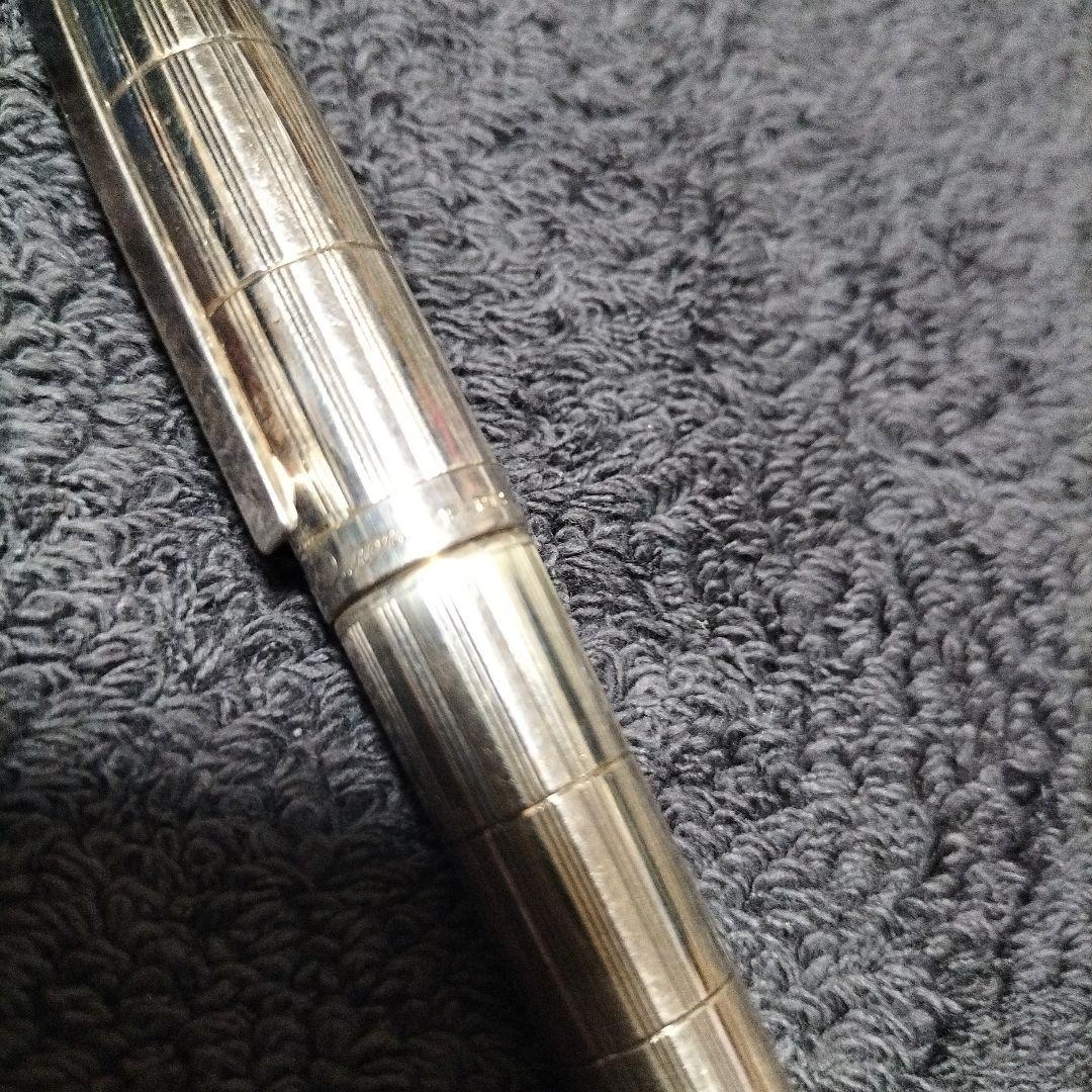 14K シルバー ストライプ模様 万年筆