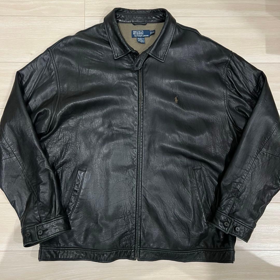 Polo by Ralph Lauren レザースイングトップ XXL ブラック
