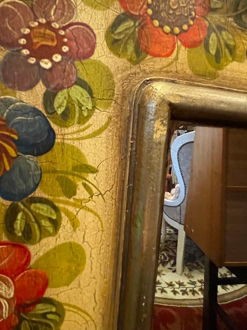 値下！スペイン製　トールペイント　大きめミラー