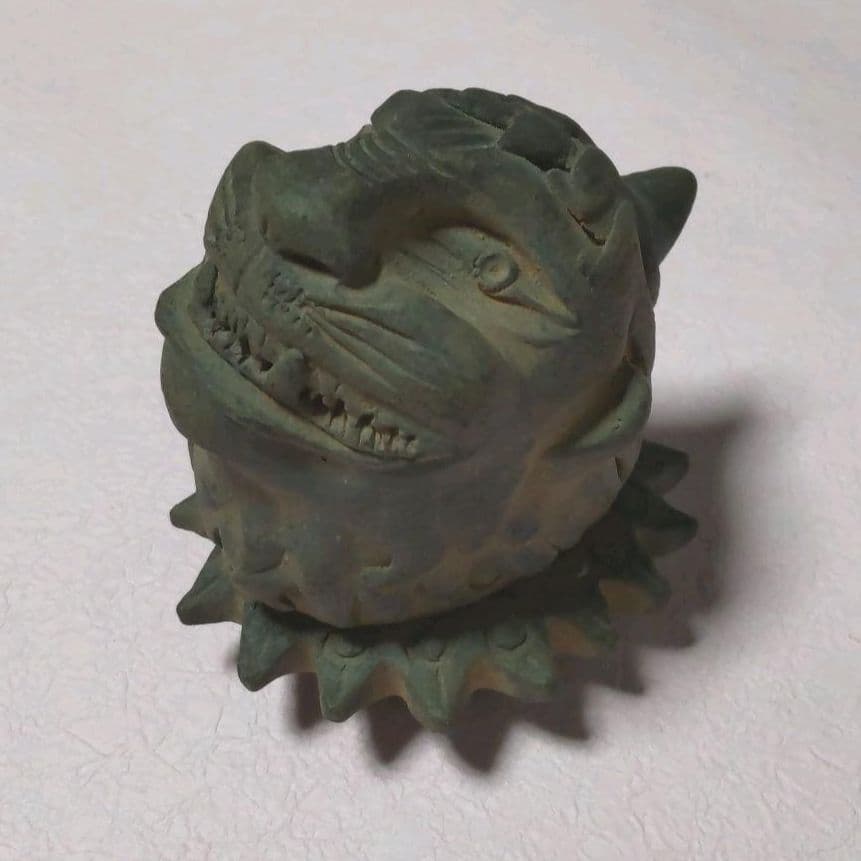 76*67陶芸 香合 鬼面 置物 茶道具 水次 骨董