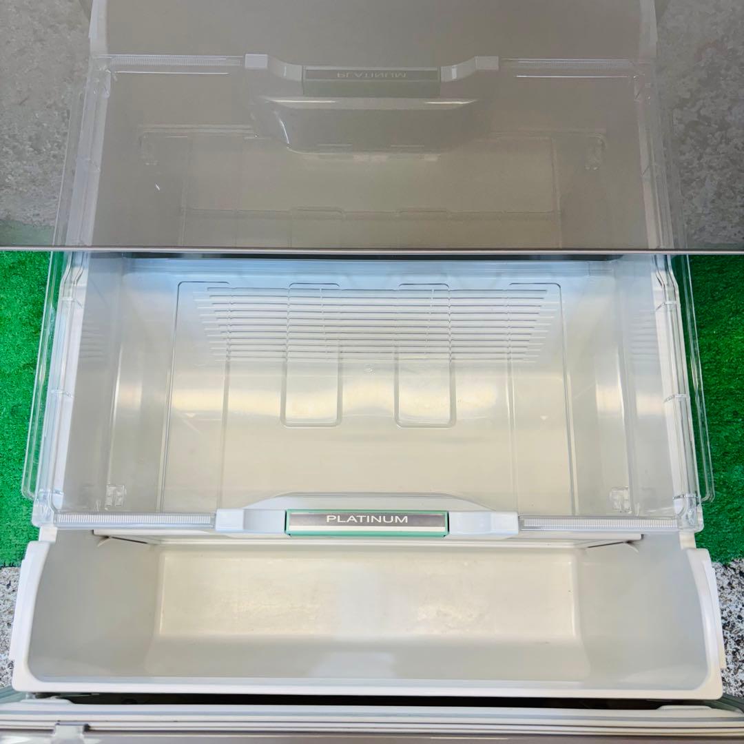 日立 401L 冷蔵庫 大容量 ガラス面 シャンパン 訳あり【地域限定配送無料】