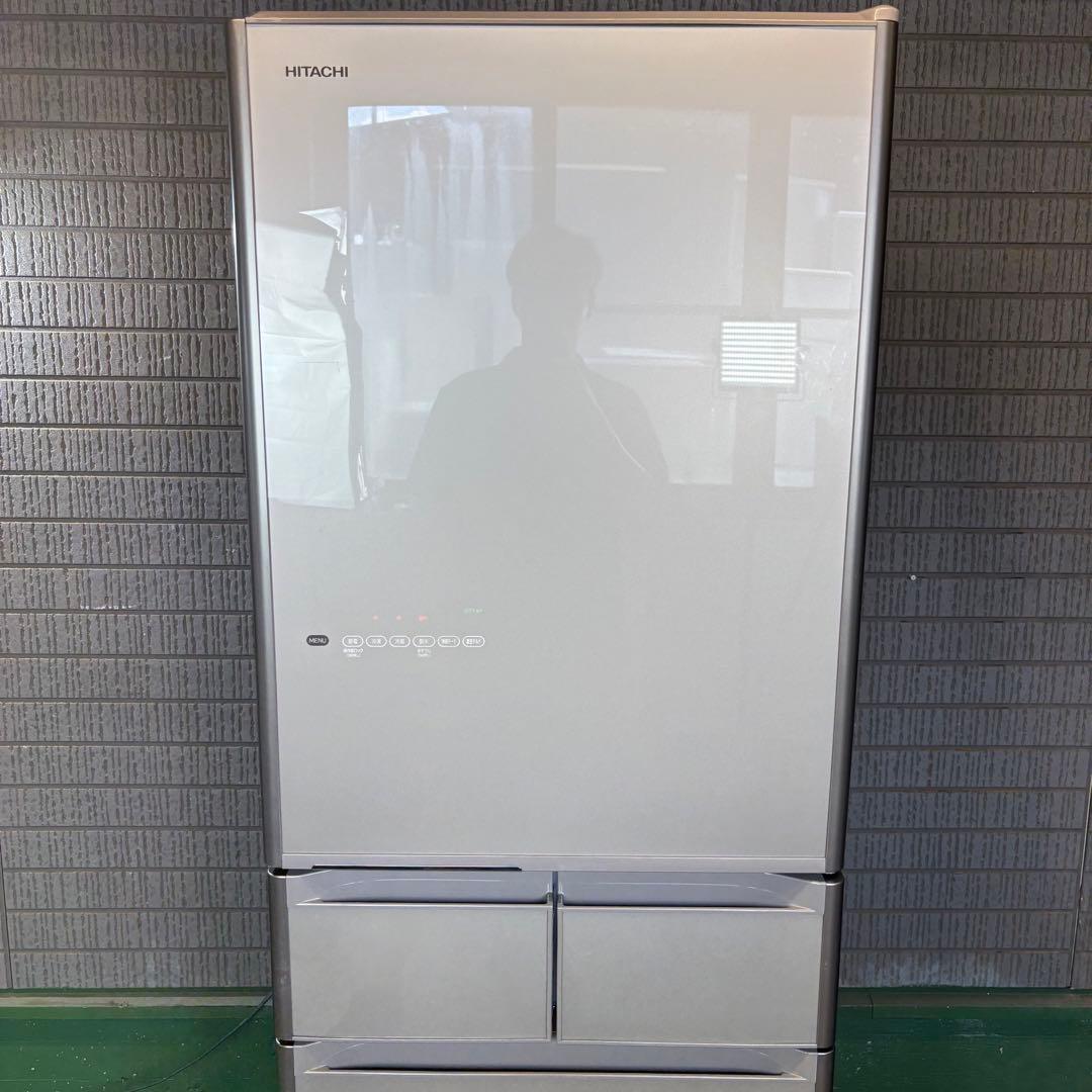 日立 401L 冷蔵庫 大容量 ガラス面 シャンパン 訳あり【地域限定配送無料】