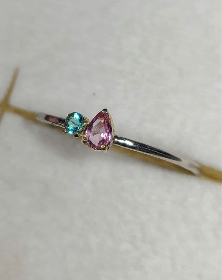 minはる★バターリャパライバトルマリン&パパラチアリングPt900★