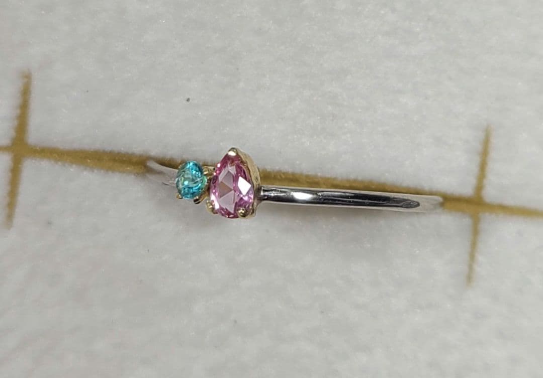 minはる★バターリャパライバトルマリン&パパラチアリングPt900★