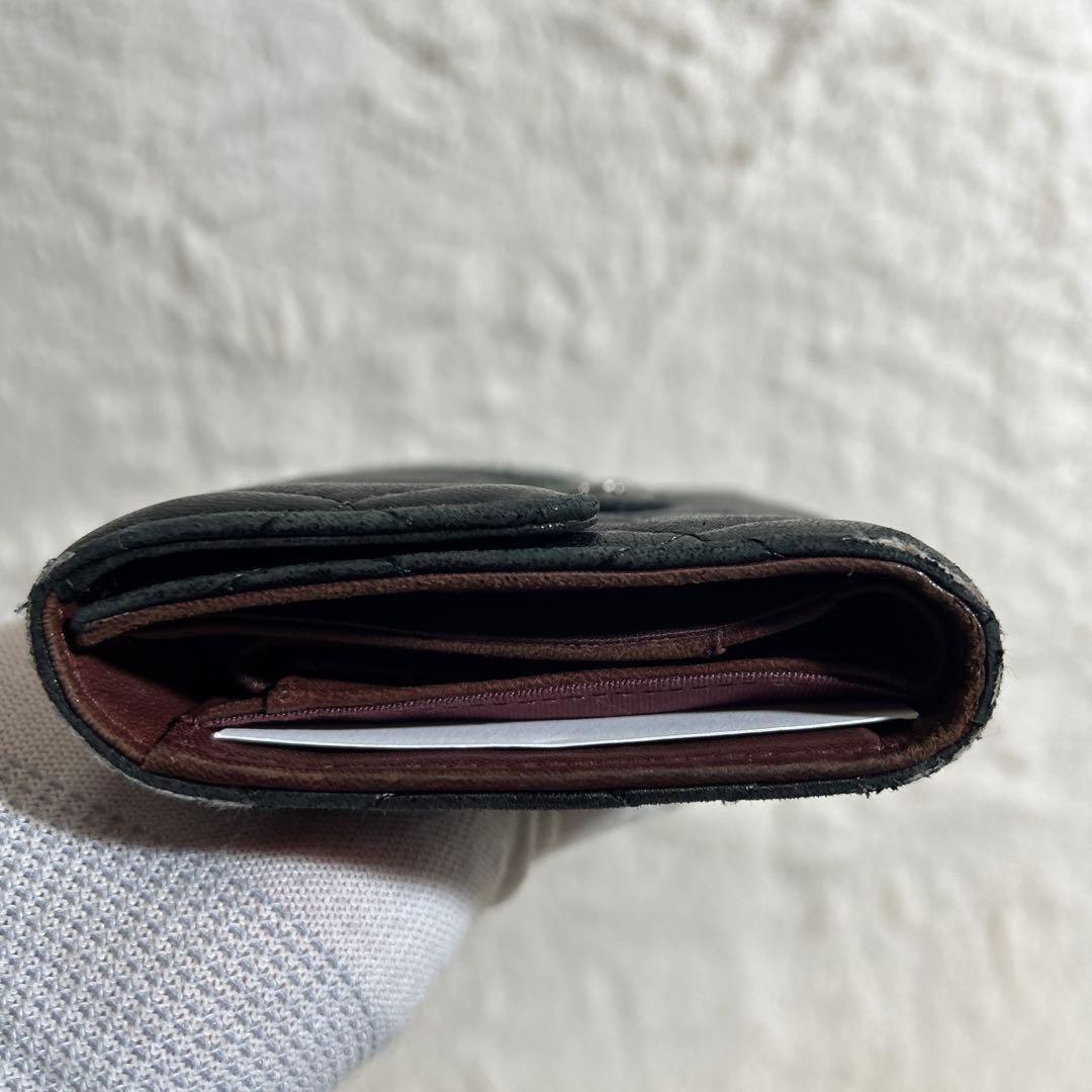 CHANEL ココマーク ラムスキン マトラッセ 三つ折り 長財布