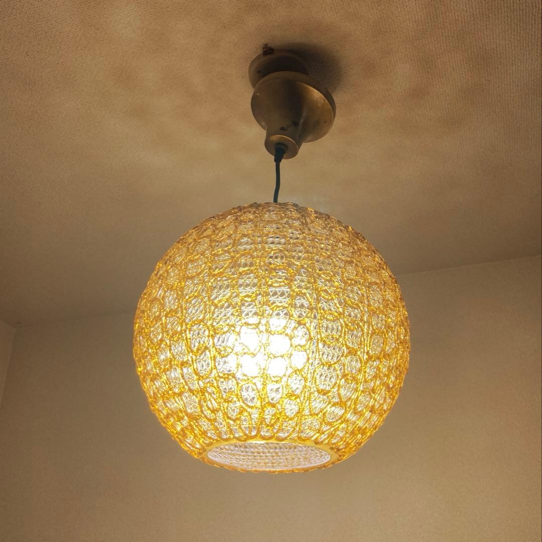 【直径33cm】アンバー スパゲッティペンダントライト ミッドセンチュリー