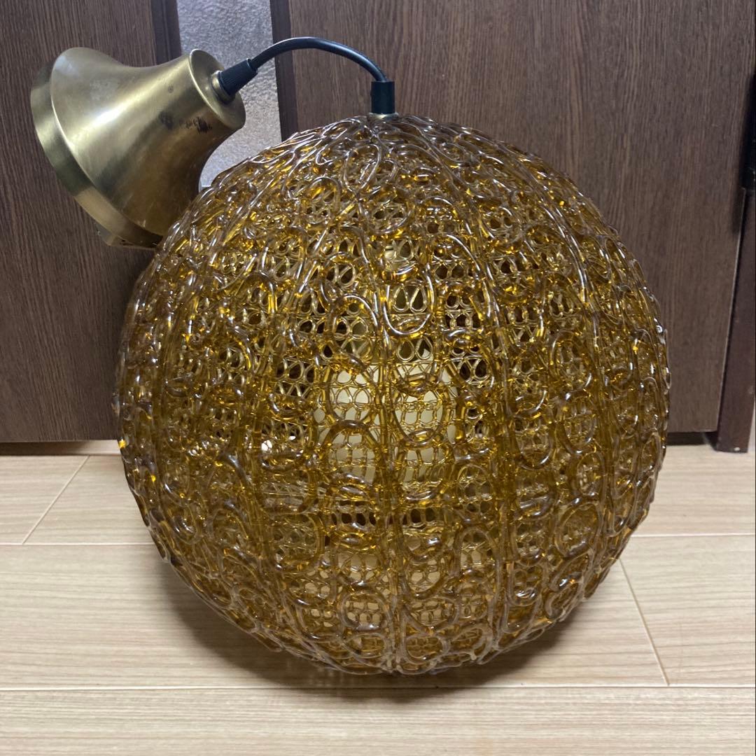【直径33cm】アンバー スパゲッティペンダントライト ミッドセンチュリー
