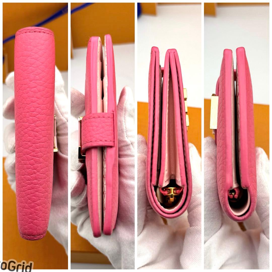 ルイヴィトン ヴェルティカル ウォレット コンパクト 折り財布 ピンク