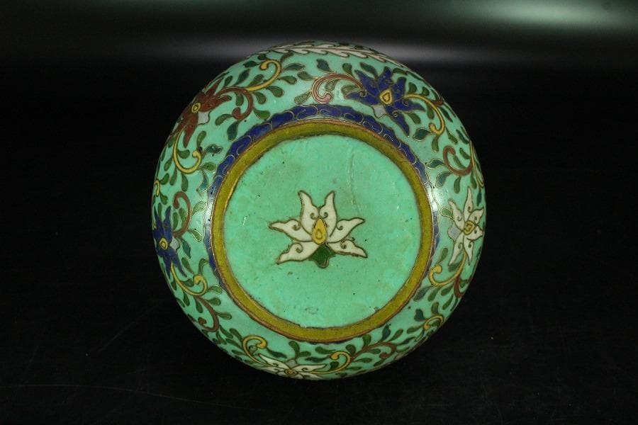 中国美術 七宝 纏枝蓮花紋 双耳 壷(K-YC548)