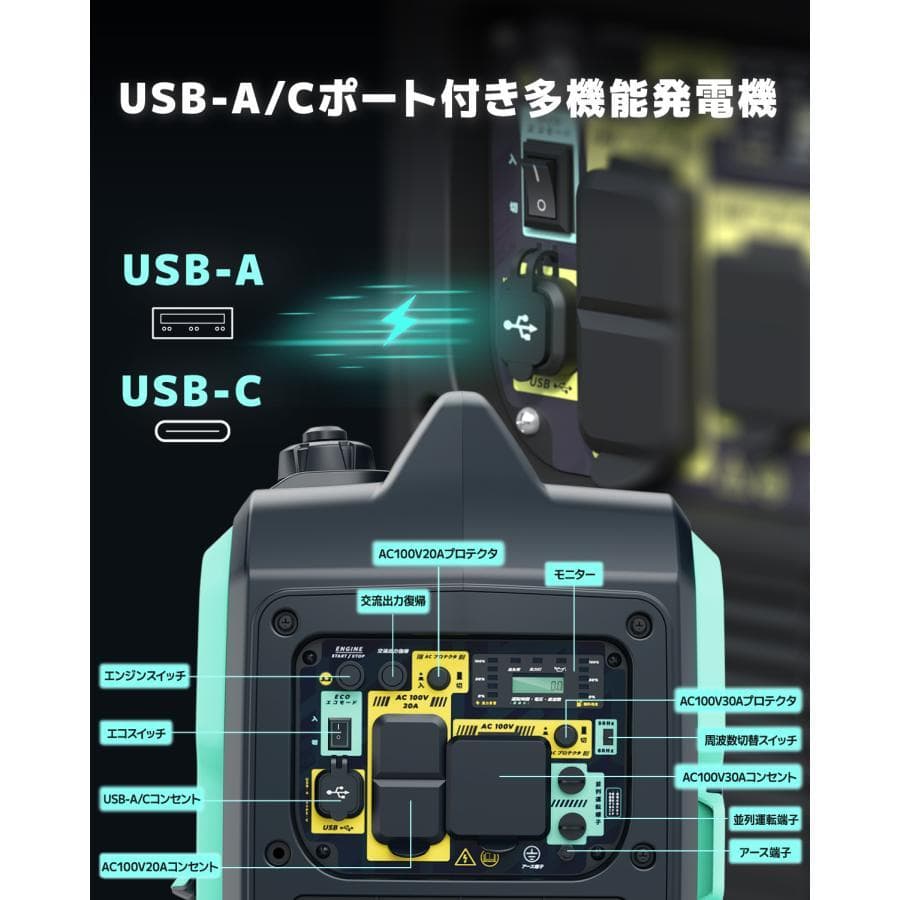 Kareyouリモコン式インバーター発電機 3.8kVA ガソリン発電機 静音
