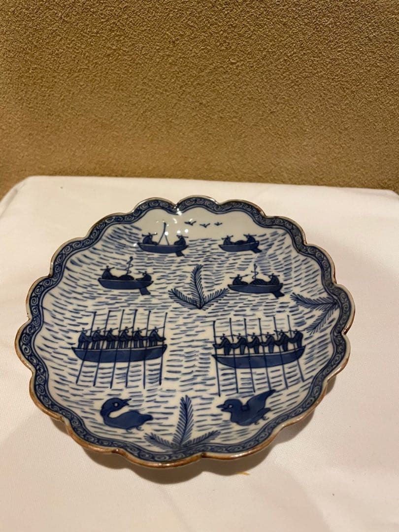 祥瑞舟絵中皿　骨董/磁器　永楽妙全　作 10客売り おまめさん専用