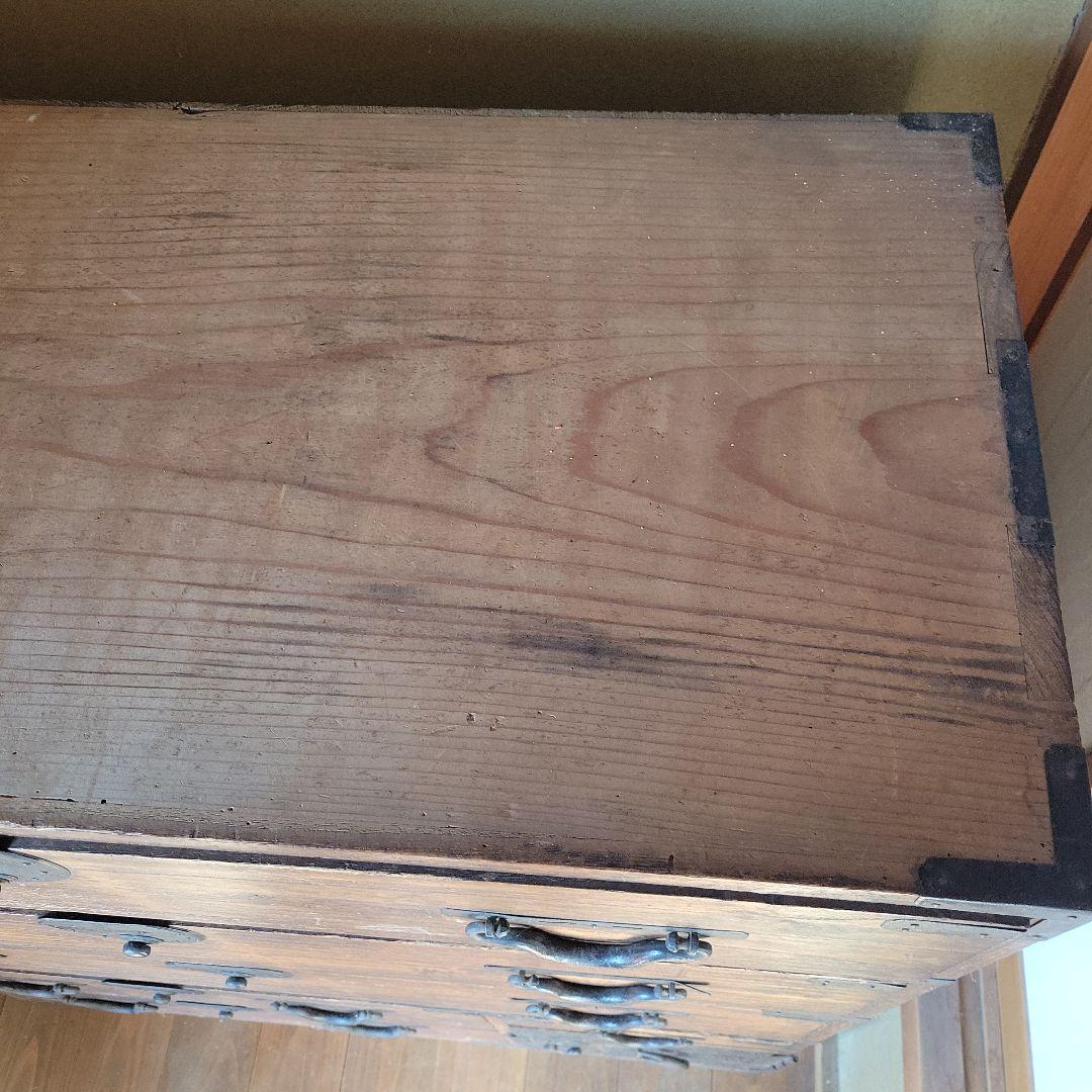 【大正レトロ】三尺和箪笥 アンティーク 古民家 古家具 装飾金具 専用鍵付き