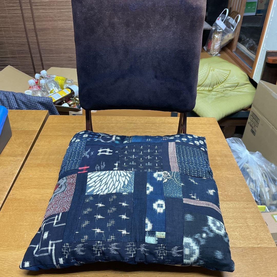 アンティーク座椅子、昭和初期、かすりの座布団付き