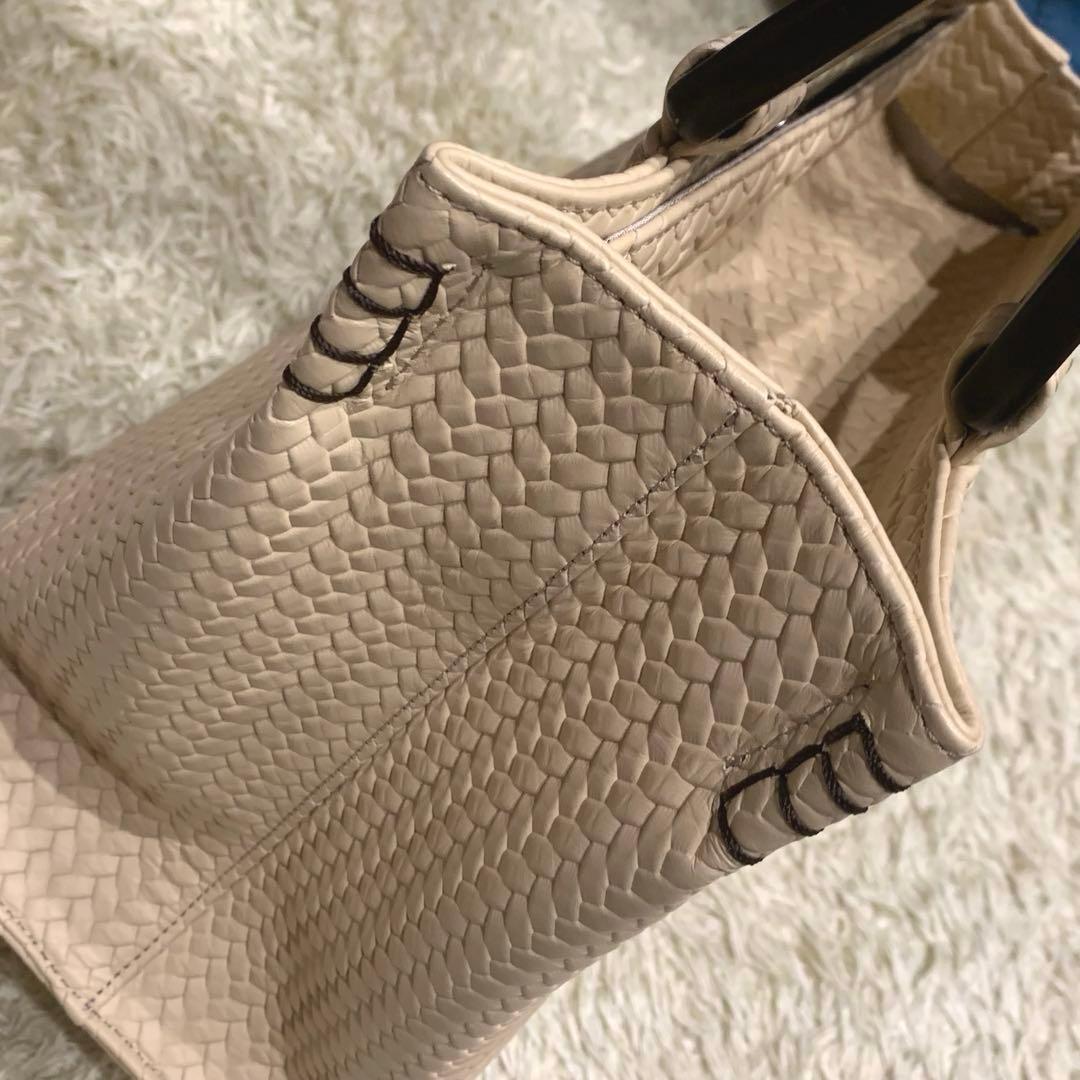 極美品✨傳濱野 プレッソトート ウッドハンドル ハンドバッグ レザー ベージュ