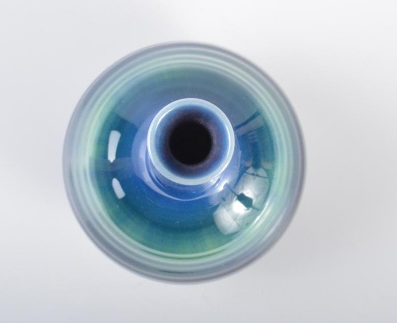 九谷焼　人間国宝　三代八十吉　徳田正彦作　彩釉　花入　共箱　G　R4268