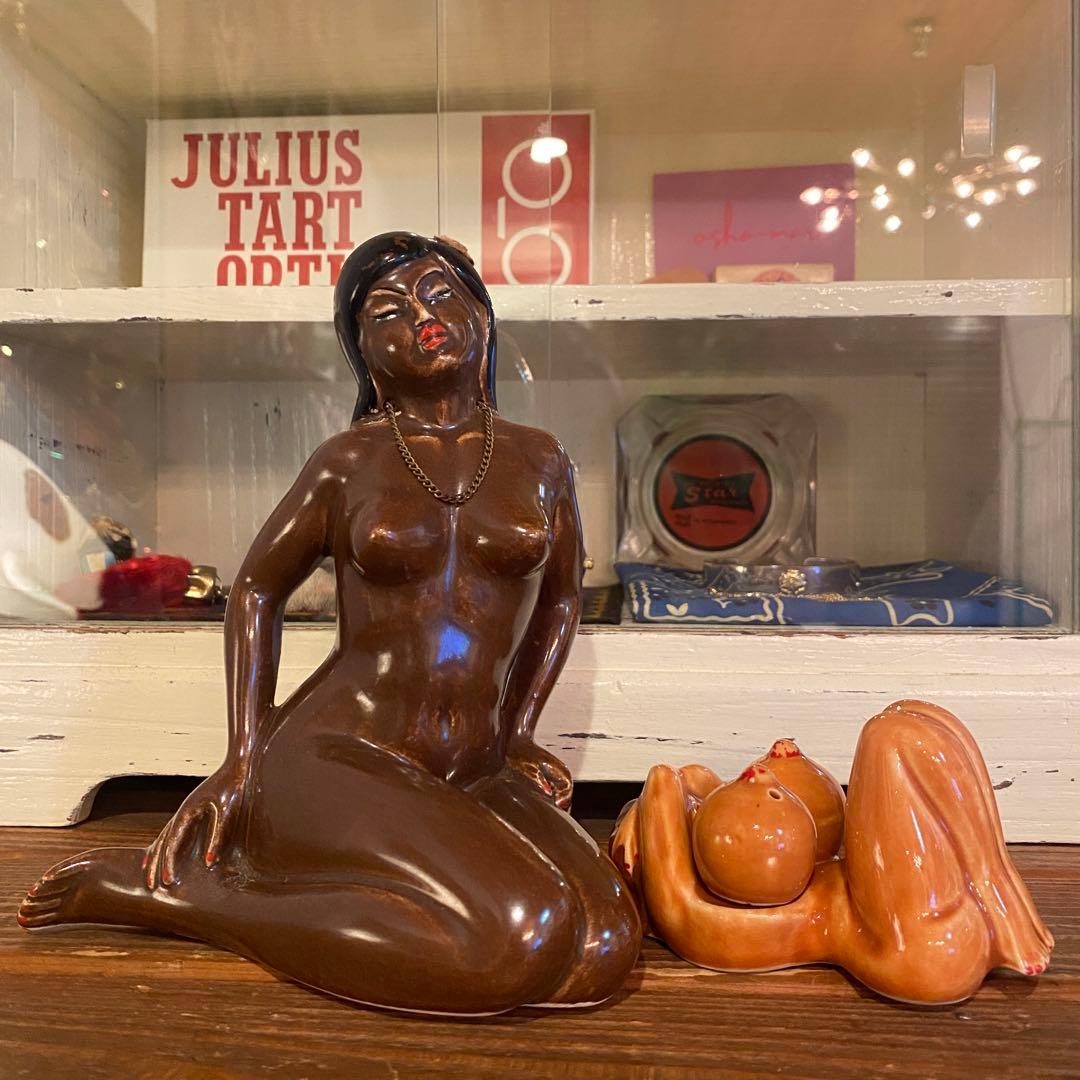 陶器製 50s〜60s ピンナップガール SET 置物　アンティーク雑貨